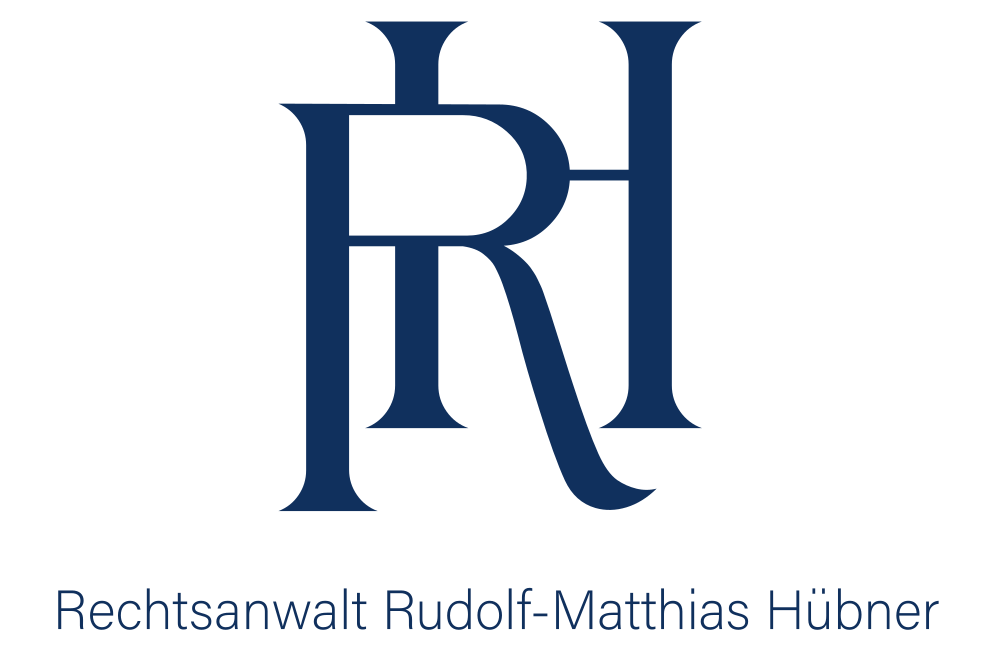 Logo von Rechtsanwalt Rudolf-Matthias Hübner, stilisiert mit den Buchstaben R, H und H.